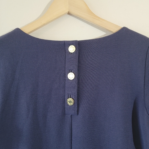 Lilly Pulitzer Charlene Shift Dress S Navy Blue Textured 3/4 Sleeve Minimalist - Picture 8 of 12